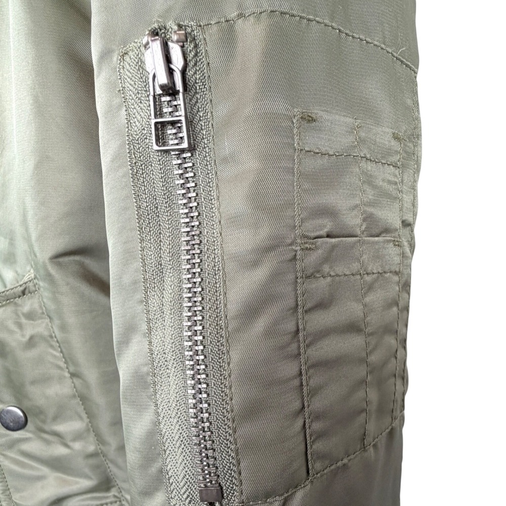 Avidace M Olive Green MA-1 Flight Bomber Jacket Quilted Lined Military Zip Mens - Picture 4 of 12